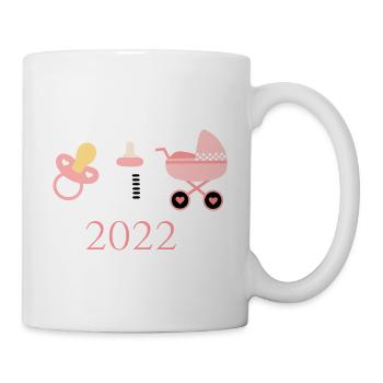 Baby 2022 Geburt Mädchen rosa Familie - Tasse - Weiß - Rechts