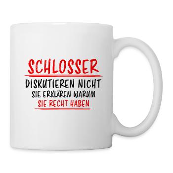 Schlosser Beruf Lustiger Spruch Schloss Geschenk - Tasse - Weiß - Rechts