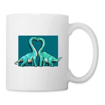 Brachiosaurus Dinosaurier Herz Paar Liebe - Tasse - Weiß - Rechts