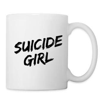 "Suicide Girl" - Schwarze Pinselschrift - Tasse - Weiß - Rechts