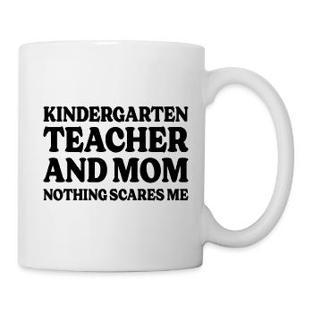 Humor teacher in kindergarten and mom - Mug - white - Right
