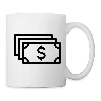 Dollar, symbole monétaire, argent comptant, billet d’un dollar - Mug blanc - blanc - Droite