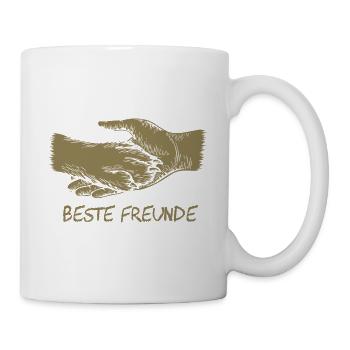 Hund und Herrchen, Beste Freunde Silhouette - Tasse - Weiß - Rechts