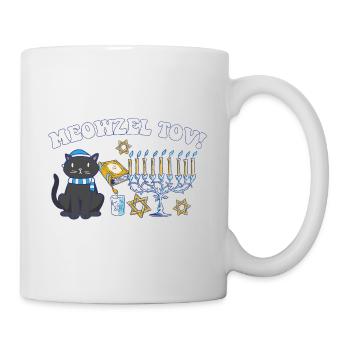 Meowzel Tov Joyeux Hanoukka Chat juif Maman Papa - Mug blanc - blanc - Droite