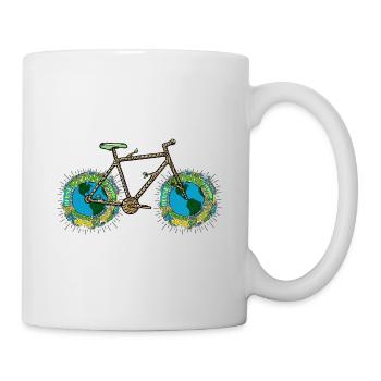 Planet Bike, Ästhetisches grünes Planet Earth Fahrrad - Tasse - Weiß - Rechts