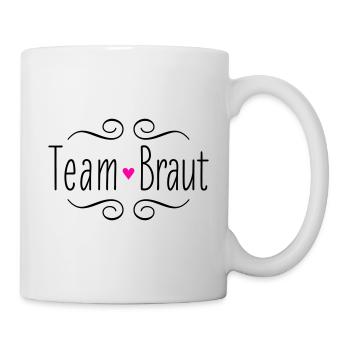 Team Braut rosa Herz Hochzeit Heirat Party Crew - Tasse - Weiß - Rechts