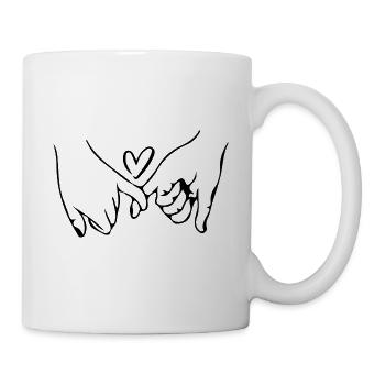 Deux mains tenant l’amour avec les doigts - Mug blanc - blanc - Droite