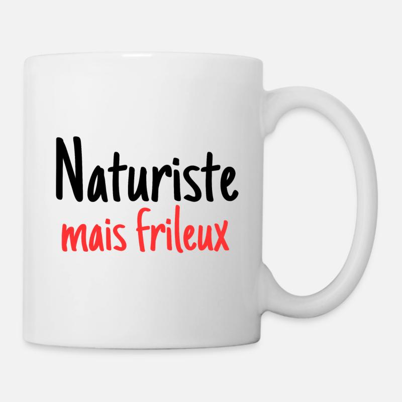 FKK-Anhänger, aber kühler Geschenkmann - Tasse - Weiß