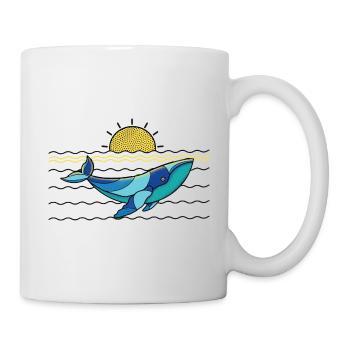 Stylized whale in the sea - Mug - white - Right