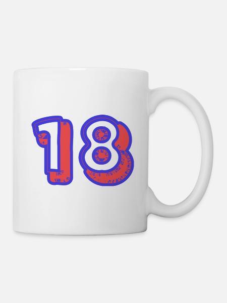 18. 18 ANS. 18e ANNIVERSAIRE. ANNIVERSAIRE 18 ANS. - Mug blanc - blanc