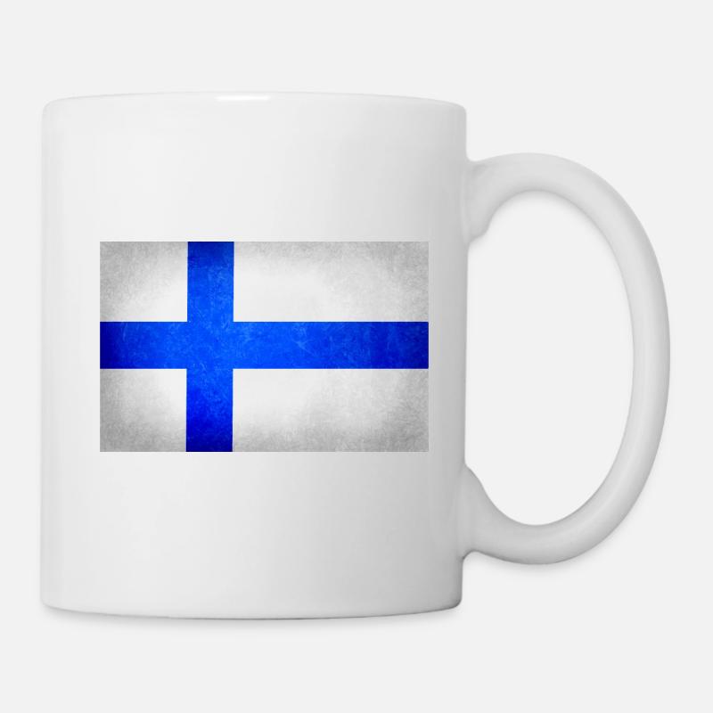 Drapeau de la Finlande, drapeau de la Finlande - Mug blanc - blanc