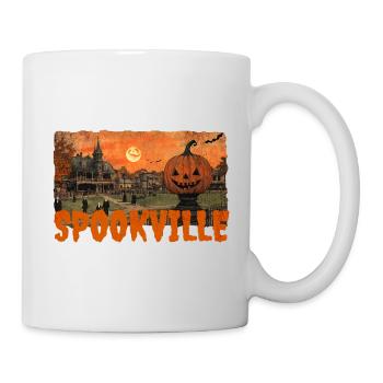 Vintage Halloween Shirt, Spooky Village T-Shirt - Tasse - Weiß - Rechts