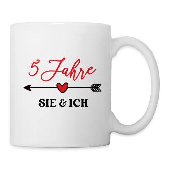 5ter Hochzeitstag 5 Jahre Ehe Hölzerne Hochzeit - Tasse - Weiß - Rechts