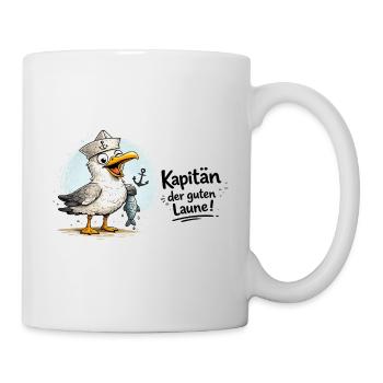 Küstensegler Möwe   - Kapitän der guten Laune - Tasse - Weiß - Rechts