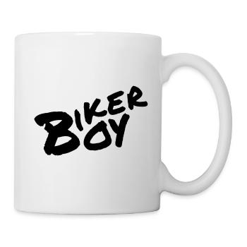 Biker Boy Schrift, Schriftzug , Geschenkidee - Tasse - Weiß - Rechts