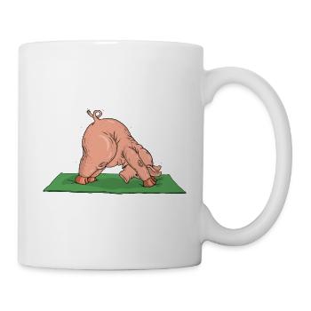 The yoga pig practices the Looking Down Dog - Mug - white - Right