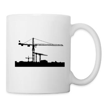 Construction sites crane motif black - Mug - white - Right
