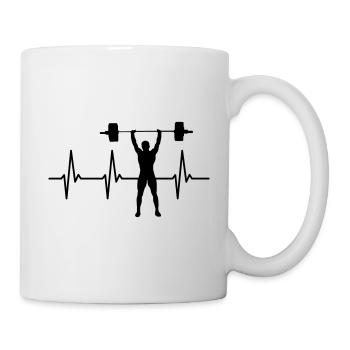 Heartbeat Gym Weightlifter Heartbeat Pulse - Mug - white - Right
