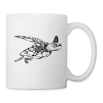 Schildkröte Taucher Tauchen Geschenkidee - Tasse - Weiß - Rechts