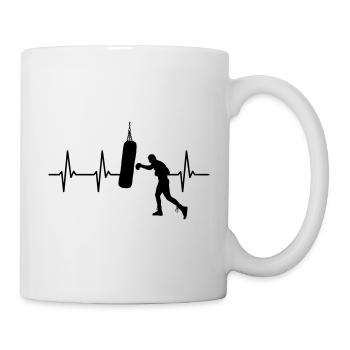Herzschlag Boxer Boxsack Boxing Puls Heartbeat - Tasse - Weiß - Rechts
