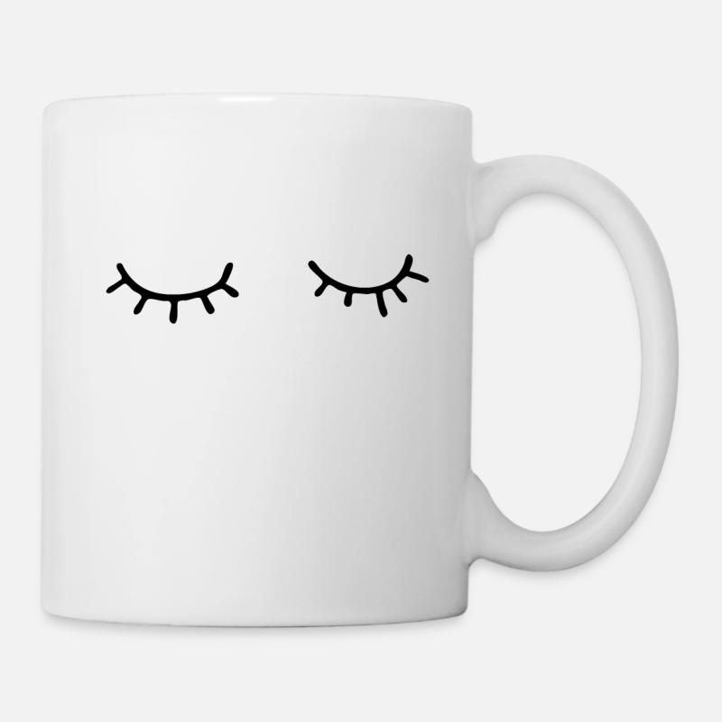 Sleeping eyes with eyelashes - Mug - white