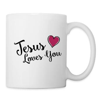 jesus loves you heart - Mug - white - Right