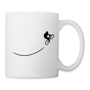 Mountainbiker fährt bergauf mit Spurlinie - Tasse - Weiß - Rechts