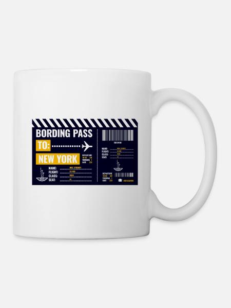 BOARDING PASS NEW YORK FRA JFK - Mug - white