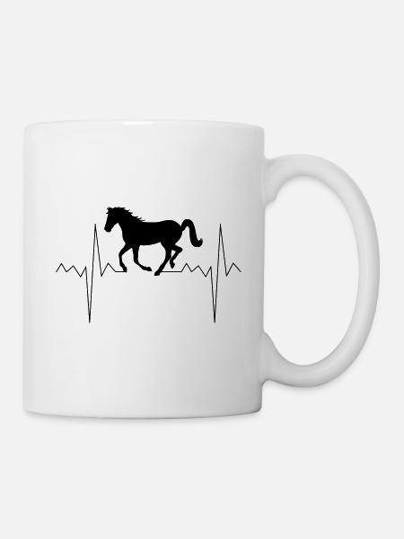 Heart rate heartbeat pulse horse rider gift - Mug - white