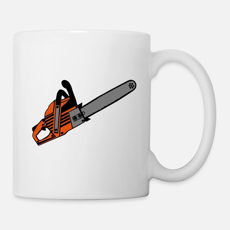 Tronçonneuse, Bois de chauffage, Old School, Tronçonneuse (25) - Mug blanc - blanc