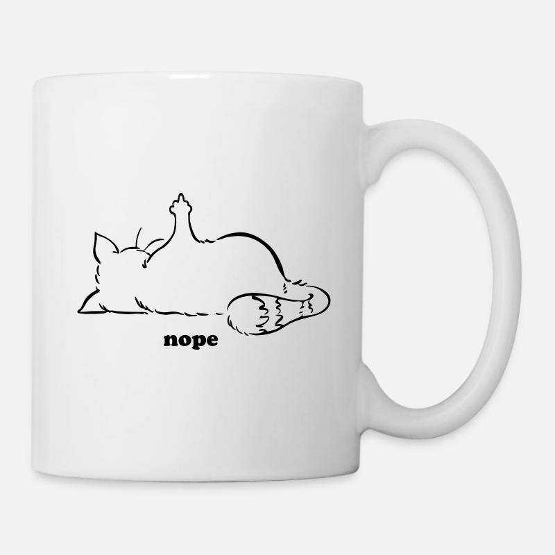 Chat doigt du milieu no nope drôle doigt puant - Mug blanc - blanc