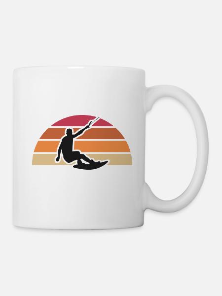 vintage rétro wakeboard silhouette motif - Mug blanc - blanc