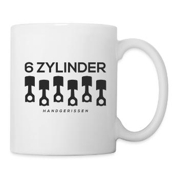 6 Zylinder handgerissen Autotuning Motor Shirt - Tasse - Weiß - Rechts
