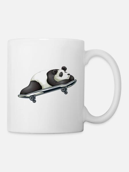 Skater Skateboarder Panda Morning Grouch Sleepy - Mug - white