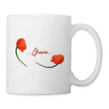 Zwillinge Mohn Klatschmohn Sternzeichen Zwillinge - Tasse - Weiß - Rechts