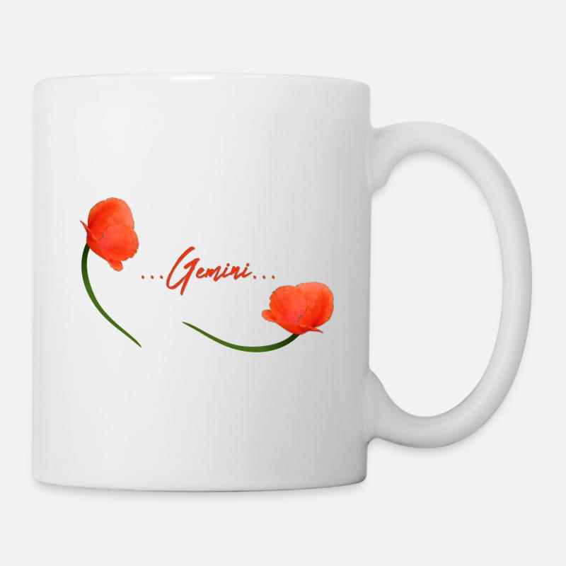 Zwillinge Mohn Klatschmohn Sternzeichen Zwillinge - Tasse - Weiß