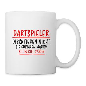 Dartspielerin Witz Spruch Darts Dartpfeil Geschenk - Tasse - Weiß - Rechts