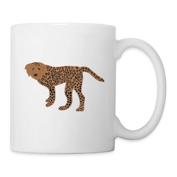 Chien avec motif léopard, caniche, drôle, fou - Mug blanc - blanc - Droite