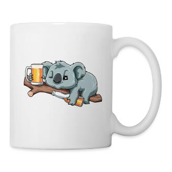 Lustiger Koala trinkt Bier - Tasse - Weiß - Rechts