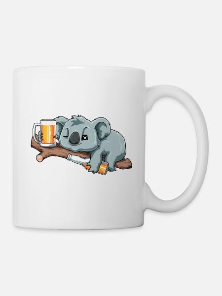 Lustiger Koala trinkt Bier - Tasse - Weiß