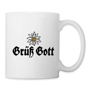 Grüß Gott - Alpen Edelweiß aus Bayern - Tasse - Weiß - Rechts