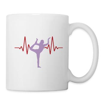 Herzschlag Yoga EKG Puls | Farben änderbar - Tasse - Weiß - Rechts