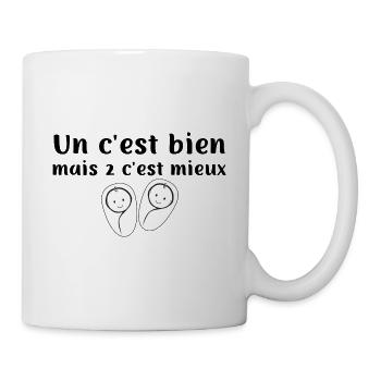 un c'est bien mais deux c'est mieux, jumeaux - Mug blanc - blanc - Droite