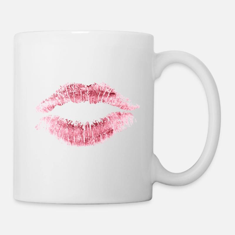 rosa Lippen - Tasse - Weiß