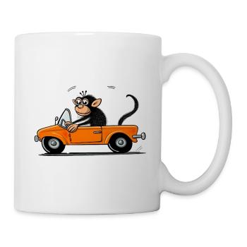 Lustiger Affe im Auto für Kinder - Tasse - Weiß - Rechts