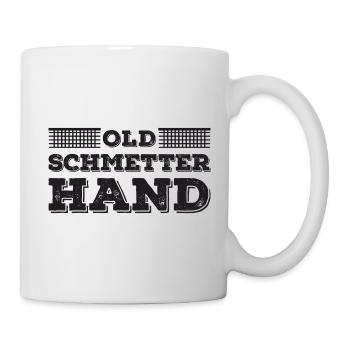 Joueur de tennis de table vieux smash main dictant - Mug blanc - blanc - Droite