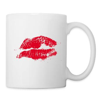 Kissing Lips Lipstick Cadeau de la Saint-Valentin - Mug blanc - blanc - Droite