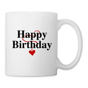 Geburtstag, Happy Birthday, Gratulation, Wünsche - Tasse - Weiß - Rechts
