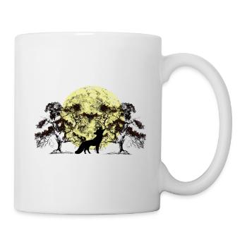 Mond Wald Fuchs Füchse Bäume Baum - Tasse - Weiß - Rechts