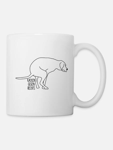 kacken gegen rechts - Tasse - Weiß
